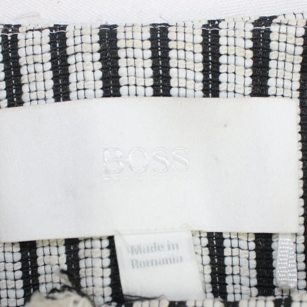 Hugo Boss Komina Black & White Striped Cropped Jacket Frayed Hem Jacket - Picture 7 of 7